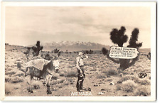 RPPC NEVADA Miner & Burro Desert Scene Cactus c1930s Vintage Photo Postcard picture