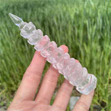 70g Natural Carved Clear Quartz Tower Obelisk Quartz Crystal Point Wand Healing picture