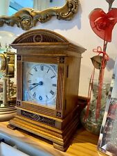 Beautiful 1904 Antique Lenzkirch Mantel Desktop Clock Ornate Oak Single Train picture