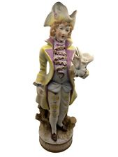 Vtg French Colonial Man Figurine With Bird Delivering Letter  Porcelain Bisque picture