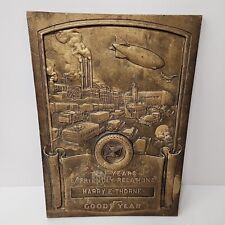1930s GOODYEAR Tires 10 Years Friendly Relations Cast Iron Plaque Blimp 12x17 picture