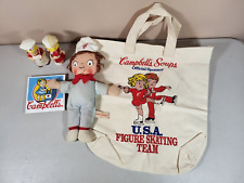 Vintage Campbell's Kid's Soup Lot Salt Pepper Shakers Doll Tote Bag Tile Coaster picture