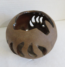 Rare One-of-a-Kind Art Pottery Vase Candle Holder Decor Mary Kornbeck Bear Claw picture