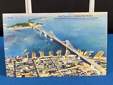 Oakland Bay Bridge California Vintage Linen Postcard Unposted picture