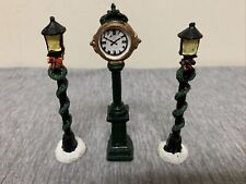 Vintage Holiday Time Christmas Village Lamposts & Town Clock Lot picture