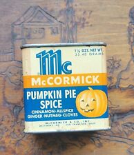Vintage McCormick Pumpkin Pie Spice Tin Halloween Jack-O-Lantern Rare Orange picture
