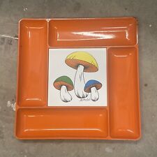 Vintage Merry Mushroom Condiment Tray Cheese & Crackers Orange Japan Made Signed picture