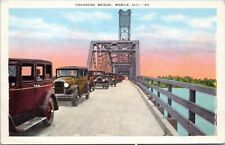 Old Cars crossing Cochrane Bridge, Mobile, Alabama - 1930s Linen Postcard picture