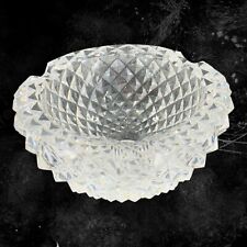 Vintage Clear Crystal Glass Ashtray Dish Bowl Hand Crafted Diamond Point Edges picture