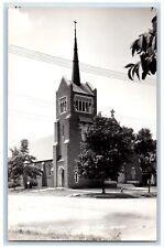 Greene Iowa IA Postcard RPPC Photo Catholic Church Scene Street c1940's Vintage picture