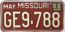 Missouri 1965 1966 License Plate GE9-788 Original Paint in Nice Condition picture