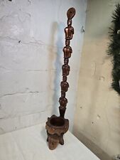 Large Antique Igorot Hand Carved Wood Offering Water Bowl Totem Head Hunter 36