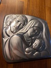 HOLY FAMILY ITALIAN SILVER ARGENTO LARGE PLAQUE  11