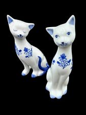 Mid Century Modern Ceramic Loving Siamese Cat Figure Pair Good Condition Japan picture