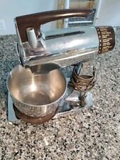 Vintage Sunbeam Mixmaster Brown/Chrome 12 Speed Mixer Works, Bowl But No Mixers picture