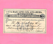 1876 U S MAIL LINE CINCINNATI LOUISVILLE ADAMS EXPRESS AGENT PASS picture