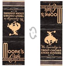 Vintage Matchbook Cover Moores Cafe Jackson Hole WY bucking bronco cowboy 1940s picture