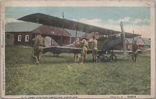 Postcard Military US Army Aviators Inspecting Airplane  picture