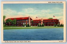Pequot Lakes Minnesota Postcard Breezy Point Lodge Big Pelican Lake 1940 Antique picture