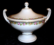 Fischer and Meig Pirkenhammer Bohemian LARGE Porcelain Tureen Pink Yellow Roses picture