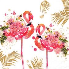 Full package of (20) Paper Lunch Napkins - Floral Flamingos birds picture