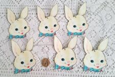 6~Easter~Vintage~Retro~Hare~Bunny~Fussy Cut~Linen Cardstock~Gift~Hang~Tags picture