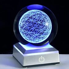 3D Flower of Life Crystal Ball with LED Colorful Lighting Touch Base picture