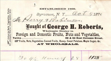 1876 George H Roberts Foreign Domestic Fruits Nuts Vegetables  SYRACUSE NY H237 picture