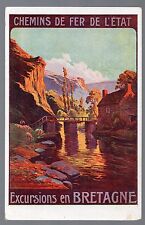 Original 1908 French Railway Excursions Art Postcard of 