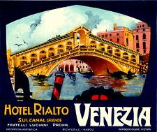 Hotel Rialto ~VENICE ITALY~ Gorgeous / Scarce RICHTER  Luggage Label, c. 1940 picture