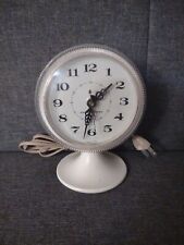 VINTAGE MID CENTURY GENERAL ELECTRIC ROUND FACE PEDESTAL ALARM CLOCK Tested. picture