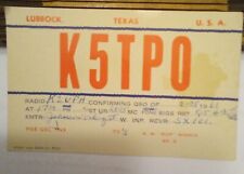 VTG QSL Card, K5TPO, Lubbock Texas , Dated Feb 1961. Qsl picture