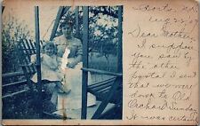 1907 MOTHER AND DAUGHTER IN GLIDER SWING REAL PHOTO RPPC POSTCARD 34-199 picture
