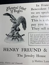1904 Original Ad Henry Freund jewelry house, fraternal, order of eagles, elk picture