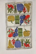 Vtg 60s VERA Tea Towel Linen Vegetables Ladybug Squash Purple Eggplant Tomatoes picture