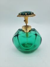 Vintage DeVilbiss Emerald Green Perfume Spray Atomizer Jeweled Filigree Top  picture