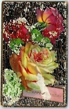Postcard - Flowers Art Print - Greeting Card - A Happy Birthday picture