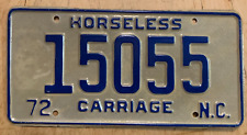 1972 NORTH CAROLINA HORSELESS CARRIAGE HISTORIC PIONEER LICENSE PLATE 
