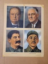 BIS British Information Services Poster Churchill Roosevelt Stalin Kai-Shek WW11 picture