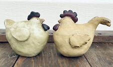 Farmhouse Distressed Farm Rooster & Hen/Chicken Pair Of 2 Small Figurines picture
