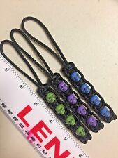 325 Paracord Small Hole Knife Lanyard 3pk Black With Colored Skulls picture