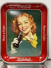 Vintage Coca-Cola Soda Drink Tray Red Head Girl White Gloves & Scarf  1948 VTG picture