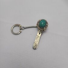 King's Key Finder Key Chain Clip Green Stone Gold Tone picture