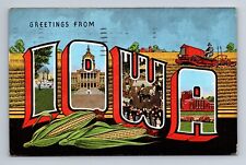 Greetings From Iowa Cornfield Large Letter Postcard c1952 picture