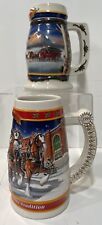 Set Of 2 Budweiser Holiday Steins - 1999, 2000 picture