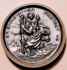 Vintage Catholic St Christopher Magnetic Silver Tone Medal from Italy picture