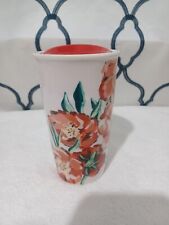 Starbucks 2015 Poppies Ceramic Tumbler Red Lid 10oz Floral Cup Mug Travel picture