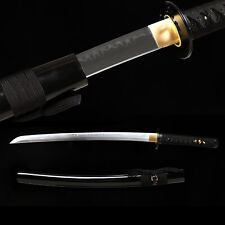 Wakizashi Clay Tempered T10 Carbon Steel Real Hamon Japanese Samurai Sharp Sword picture