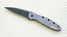 1660GRYBW Kershaw pocket knife Grey Leek FLAG LOGO plain BW Blade New Blem A/O picture