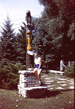 35 MM Slide Wisconsin Dells Indian Village Statue Girl Seated  Kodachrome picture